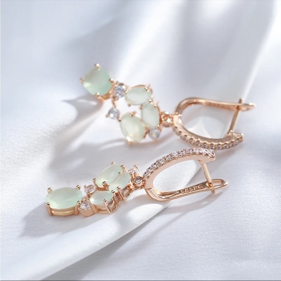 ⭐️ Unique retro chalcedony zircon flower style earrings - Picture 5 of 11